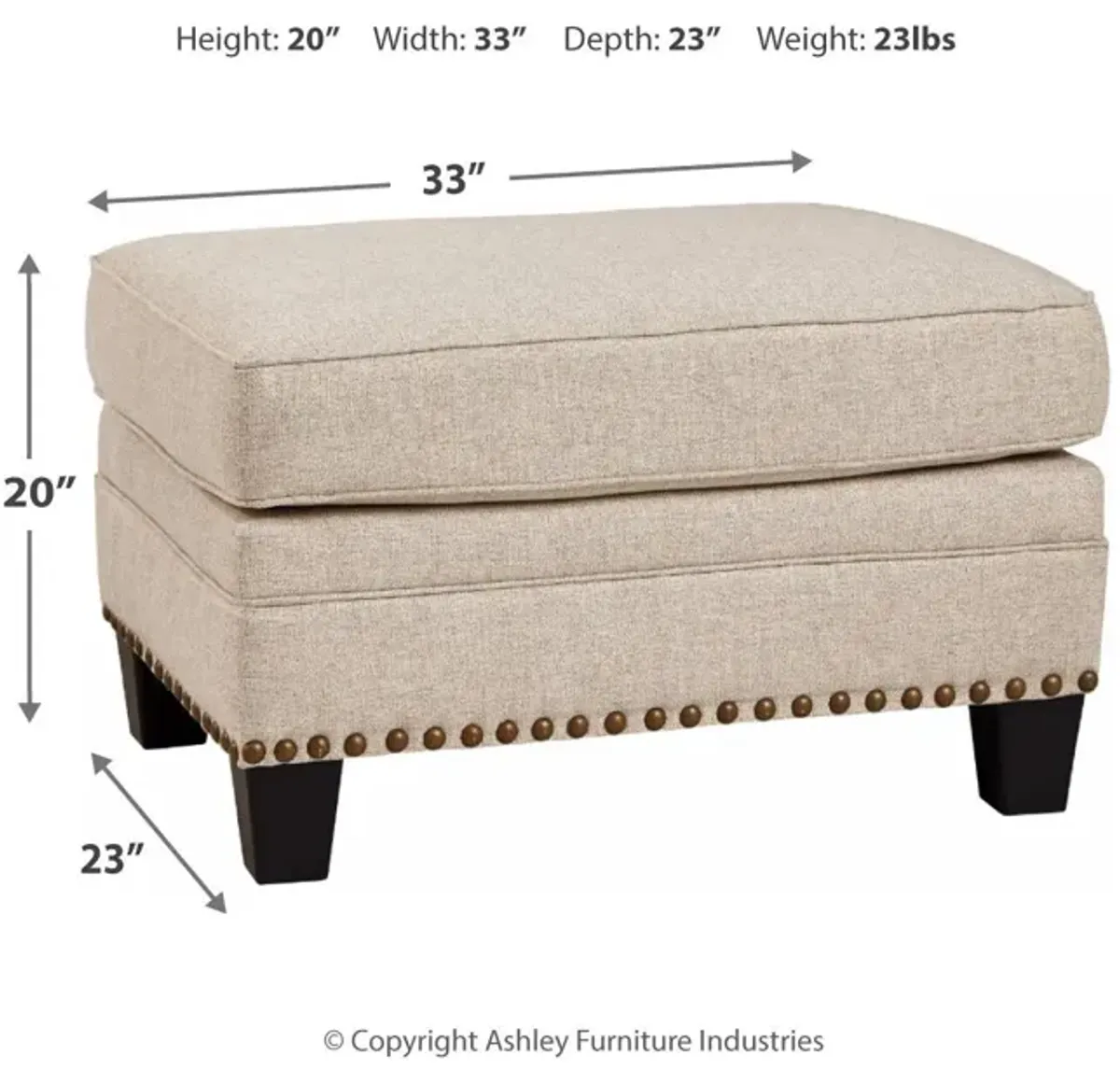 Ashley Claredon Ottoman Linen Benchcraft