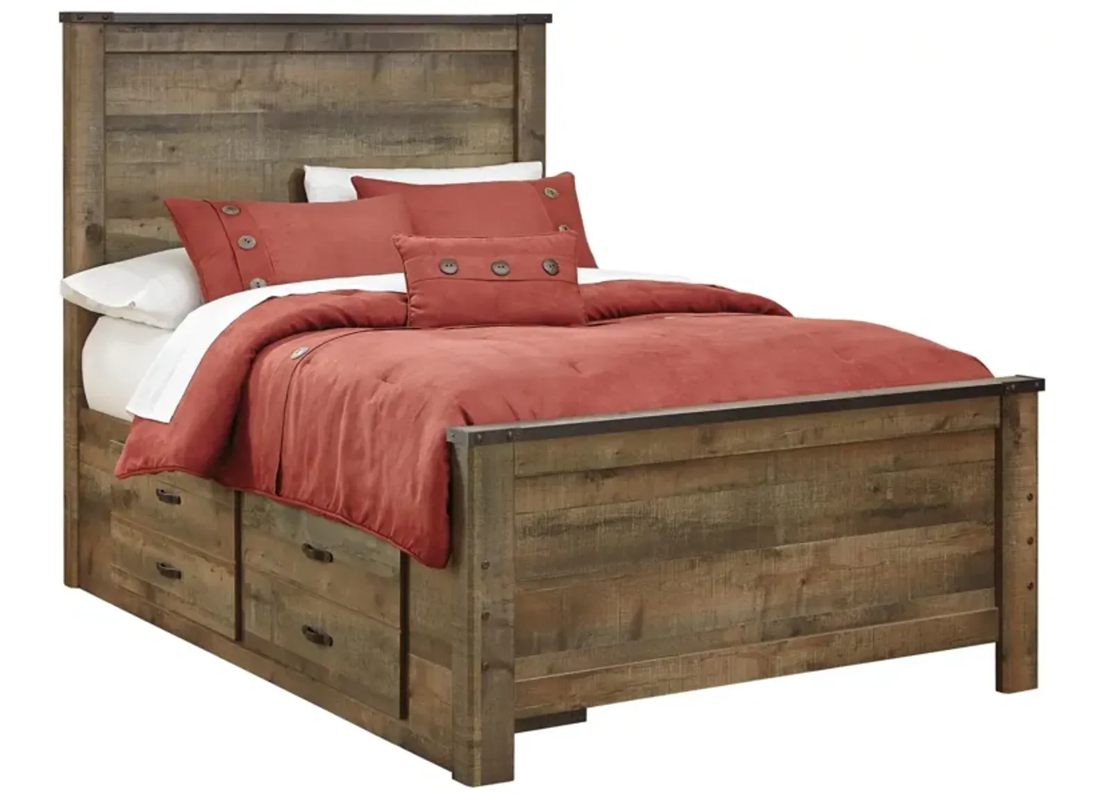 Ashley Trinell Rustic Brown Full Panel Bed with With 2 Storage Drawers