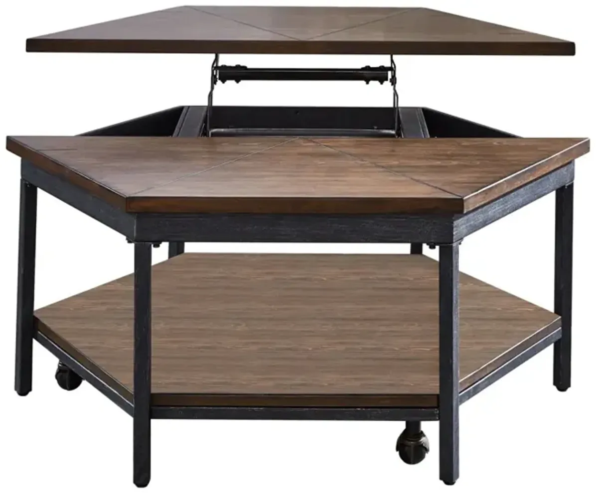 Steve Silver Ultimo Mocha Hexagon Lift-Top Cocktail Table With Casters