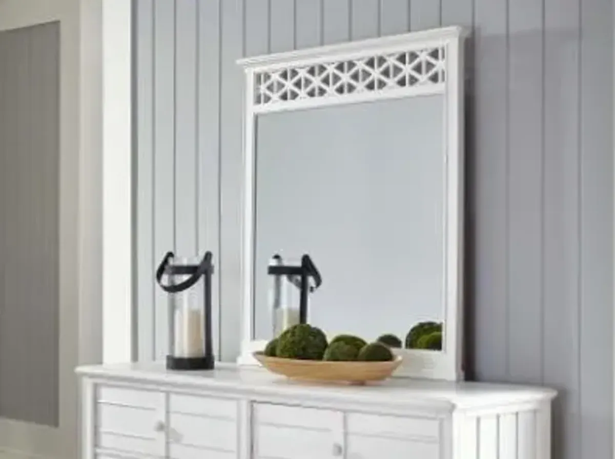 Palmetto Home Cane Bay White Louvered Landscape Mirror