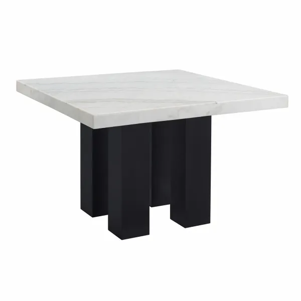Steve Silver Square White Marble 2-Piece Camila Dining Table In Ebony