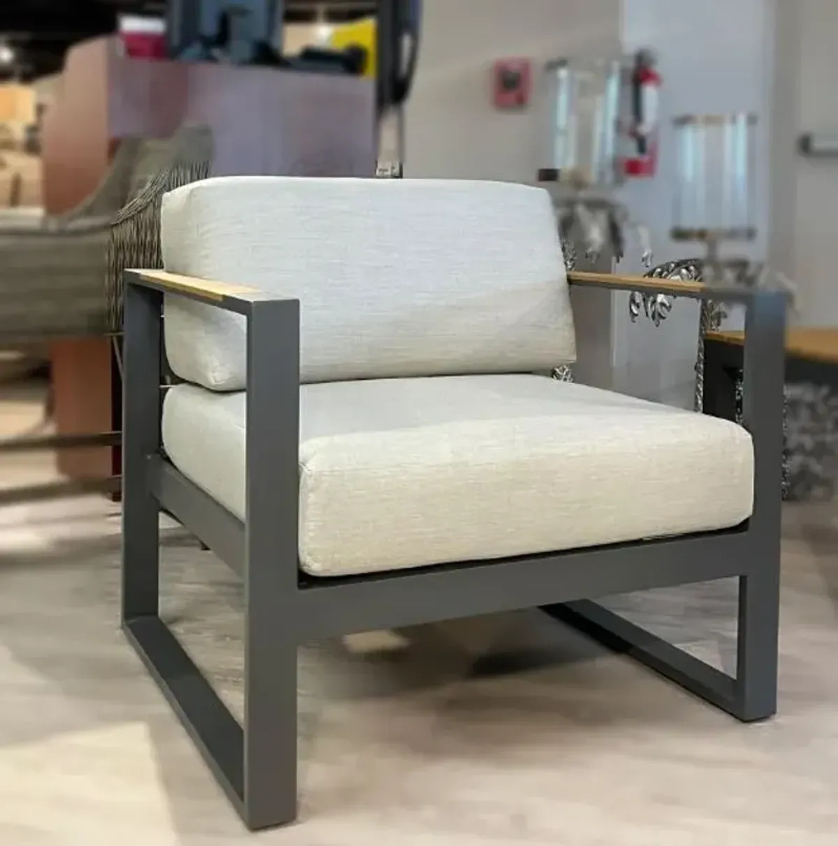 Prestige St.Croix Graphite Lounge Chair in Swimmer Oyster Fabric by