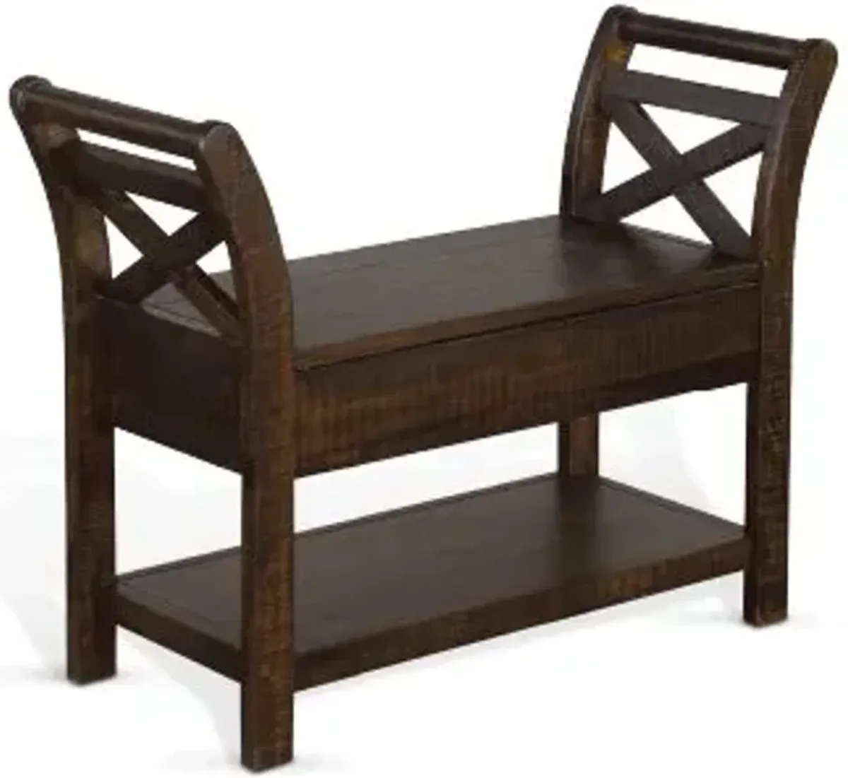 Sunny Designs Homestead Tobacco Leaf Accent Bench with Storage