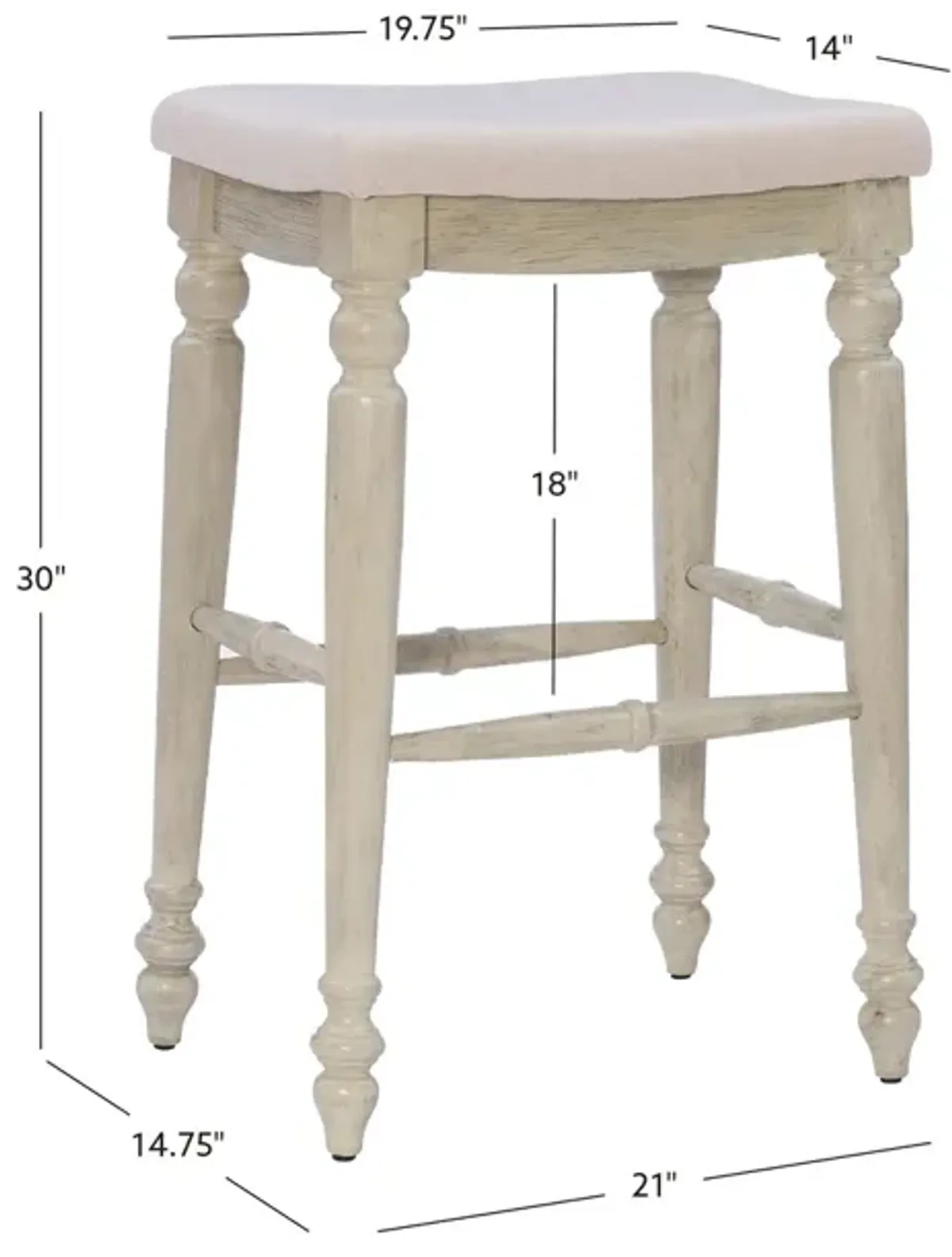 Linon Marino White Wash Backless Bar Stool