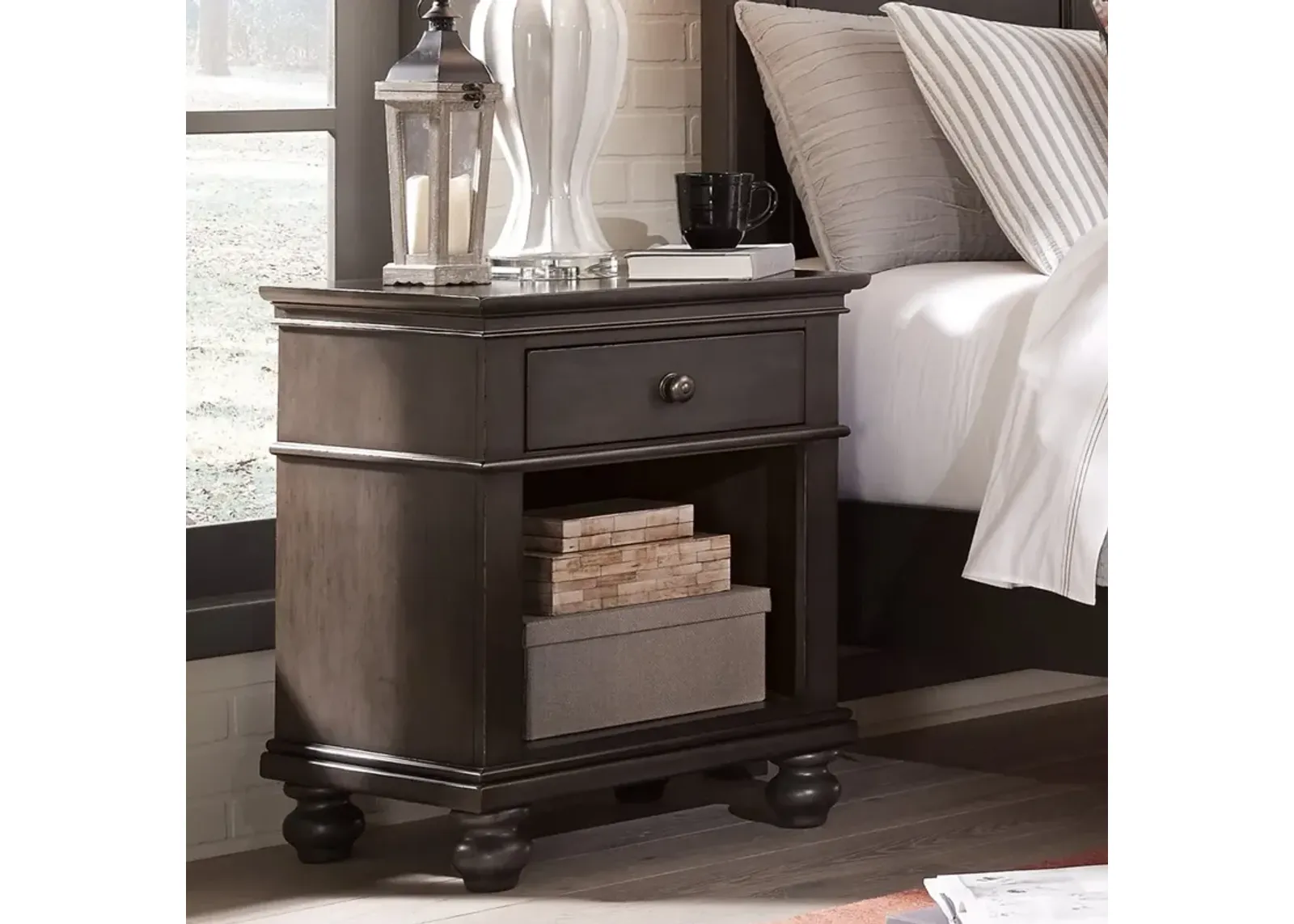 Aspenhome Oxford Peppercorn 1-Drawer Nightstand