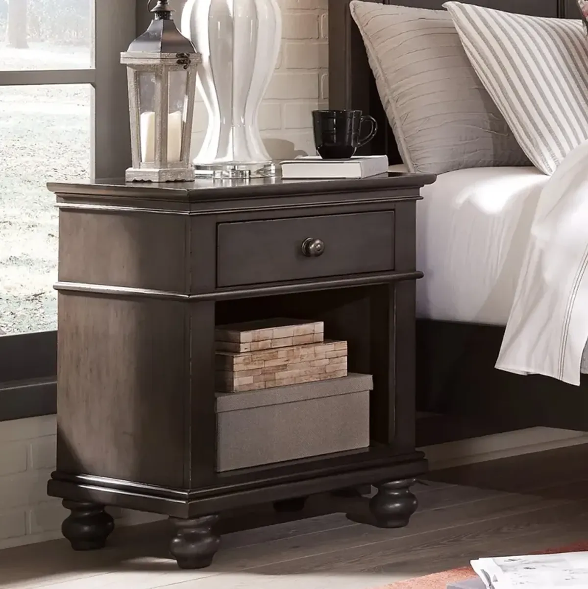 Aspenhome Oxford Peppercorn 1-Drawer Nightstand