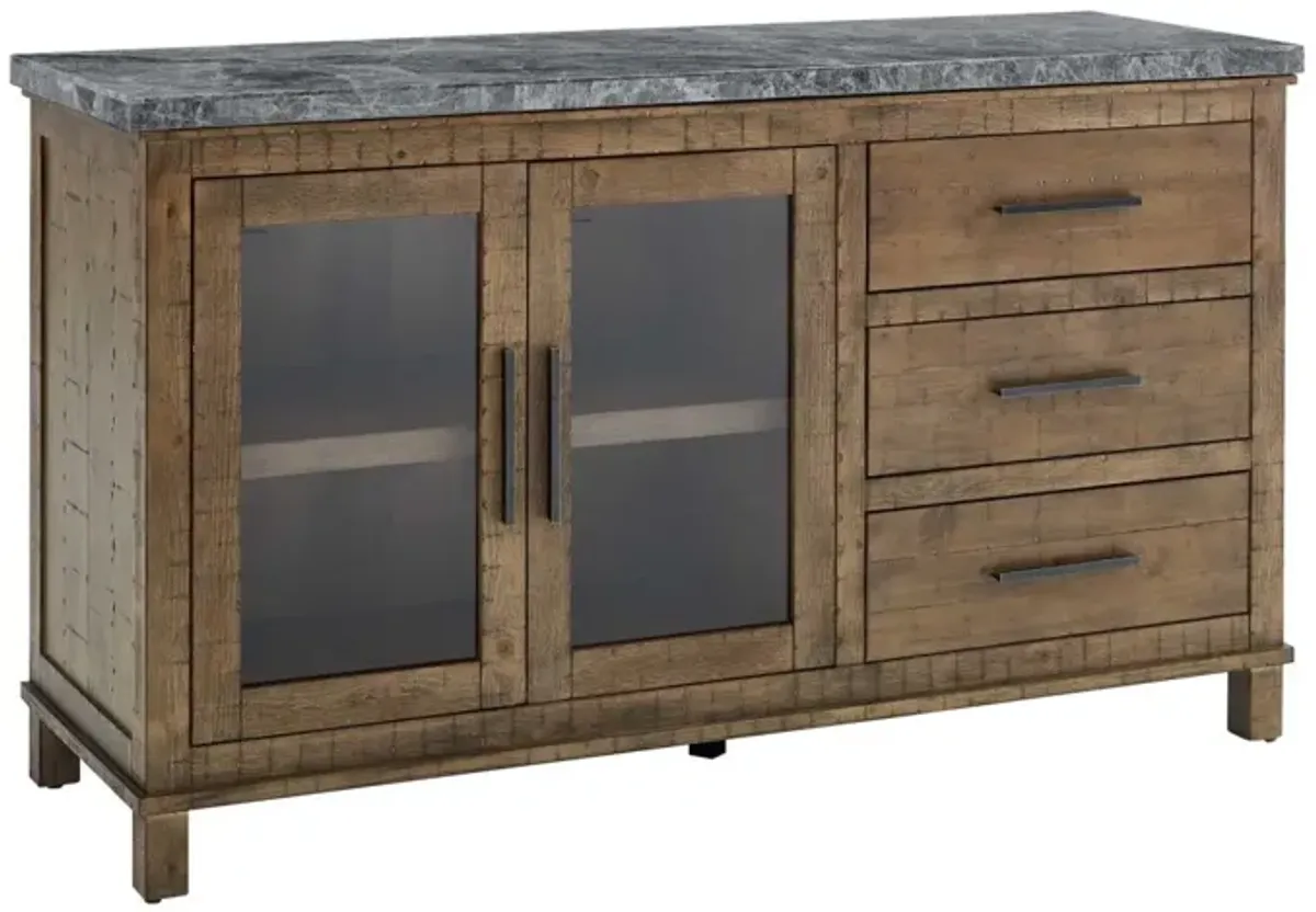 Steve Silver Grayson Gray Marble Top Server In Dusty Honey Finish