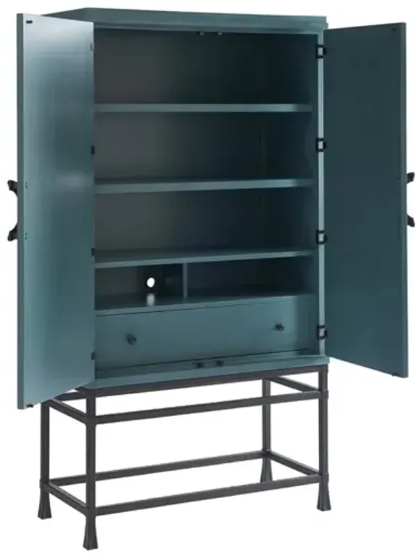 Barclay Butera by Lexington Newport Jade 42 Inch Wood & Metal Bar/Chest On Stand Turquoise Green