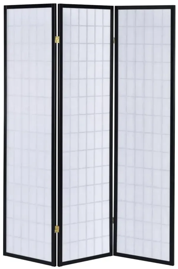 Coaster 3-Panel Room Divider White Paper/Black