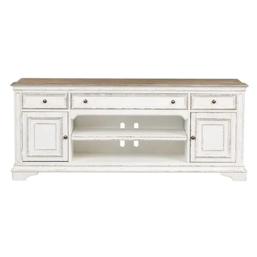 MAGNOLIA MANOR ENTERTAINMENT TV STAND - ANTIQUE WHITE