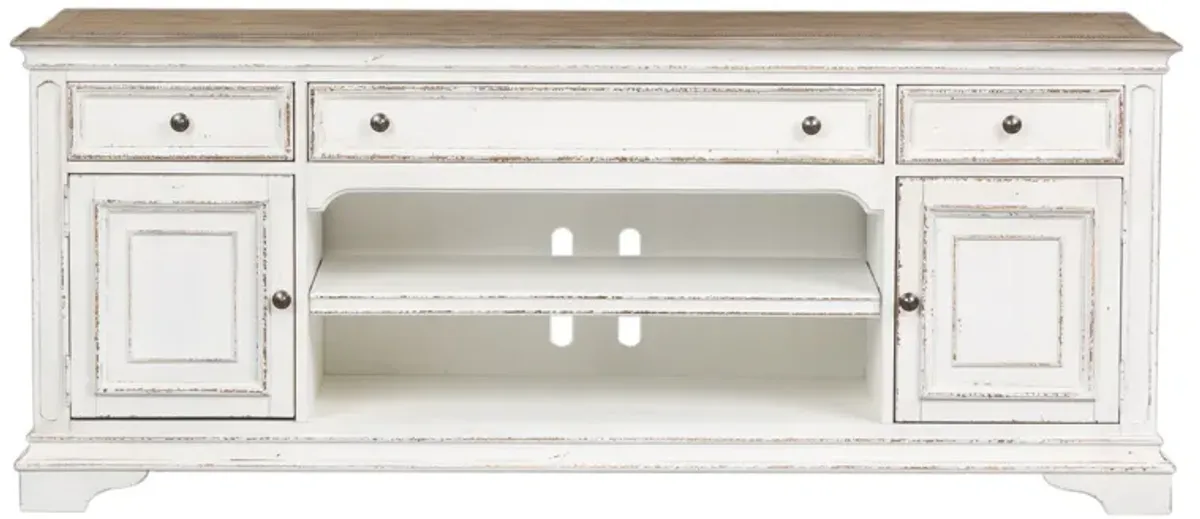 Liberty Furniture Magnolia Manor Antique White Entertainment TV Stand