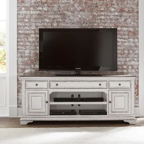 MAGNOLIA MANOR ENTERTAINMENT TV STAND - ANTIQUE WHITE