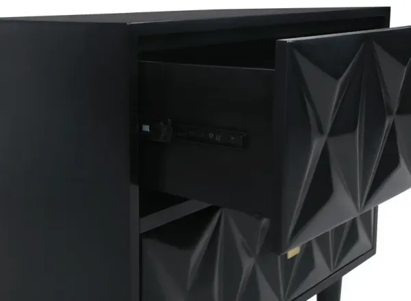 Linon 2-Drawer Geo Texture Nightstand Black