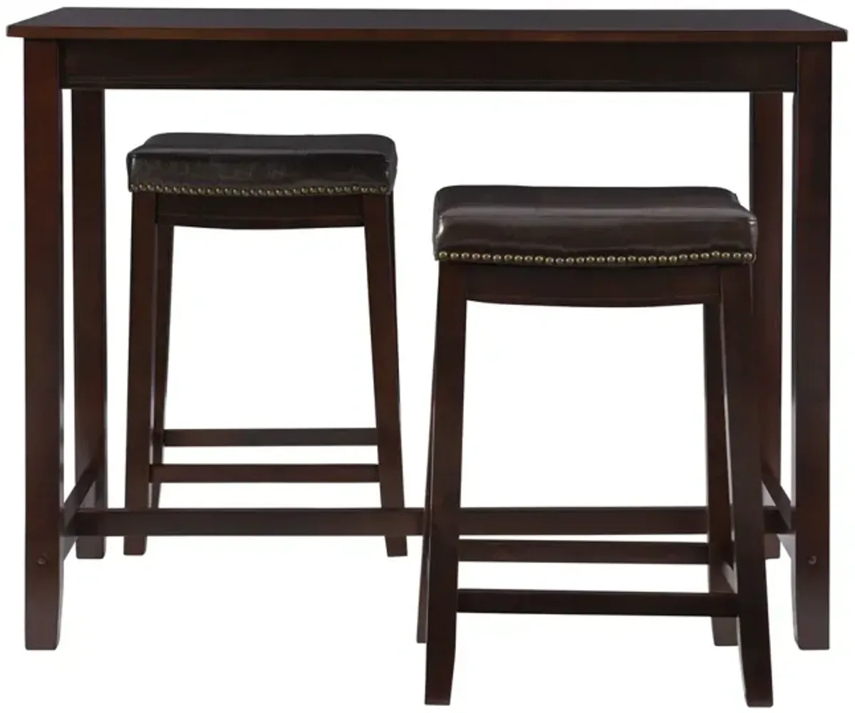 Linon Claridge 3-Piece Counter Set Brown