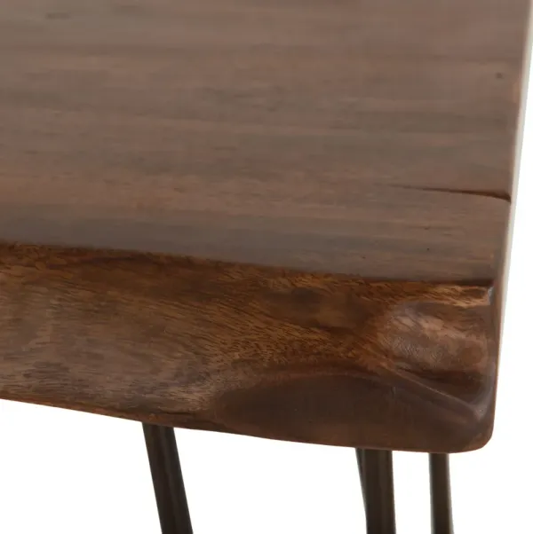 Home Trends Design Vail 26-Inch Acacia Wood Live Edge Side Table in Walnut Finish