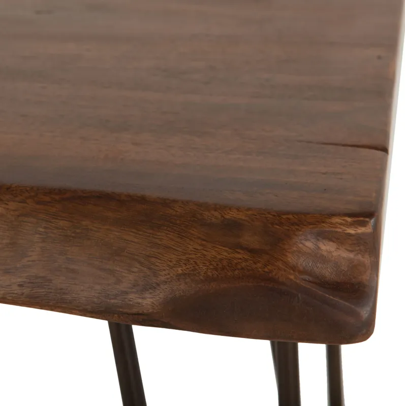 VAIL 26-INCH ACACIA WOOD LIVE EDGE SIDE TABLE IN WALNUT FINISH