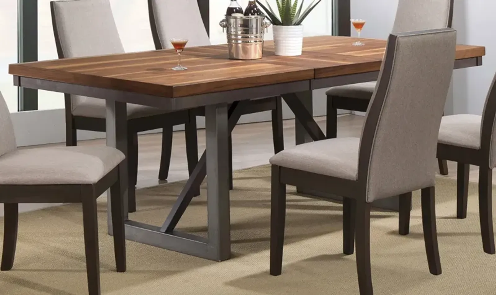 Coaster Spring Creek 77 Inch Extension Dining Table Natural Walnut