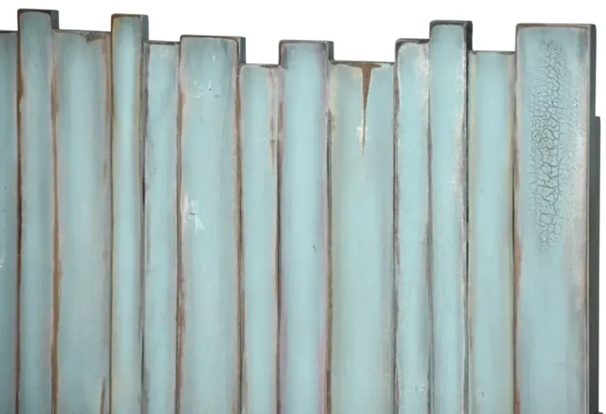 Seawinds Picket Fence Distressed Bleu Finish King Headboard