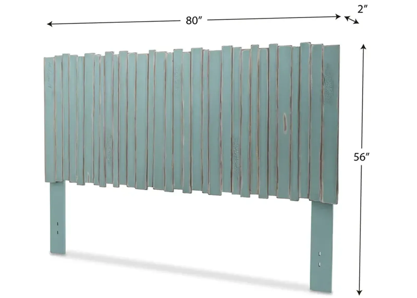 Seawinds Picket Fence Distressed Bleu Finish King Headboard