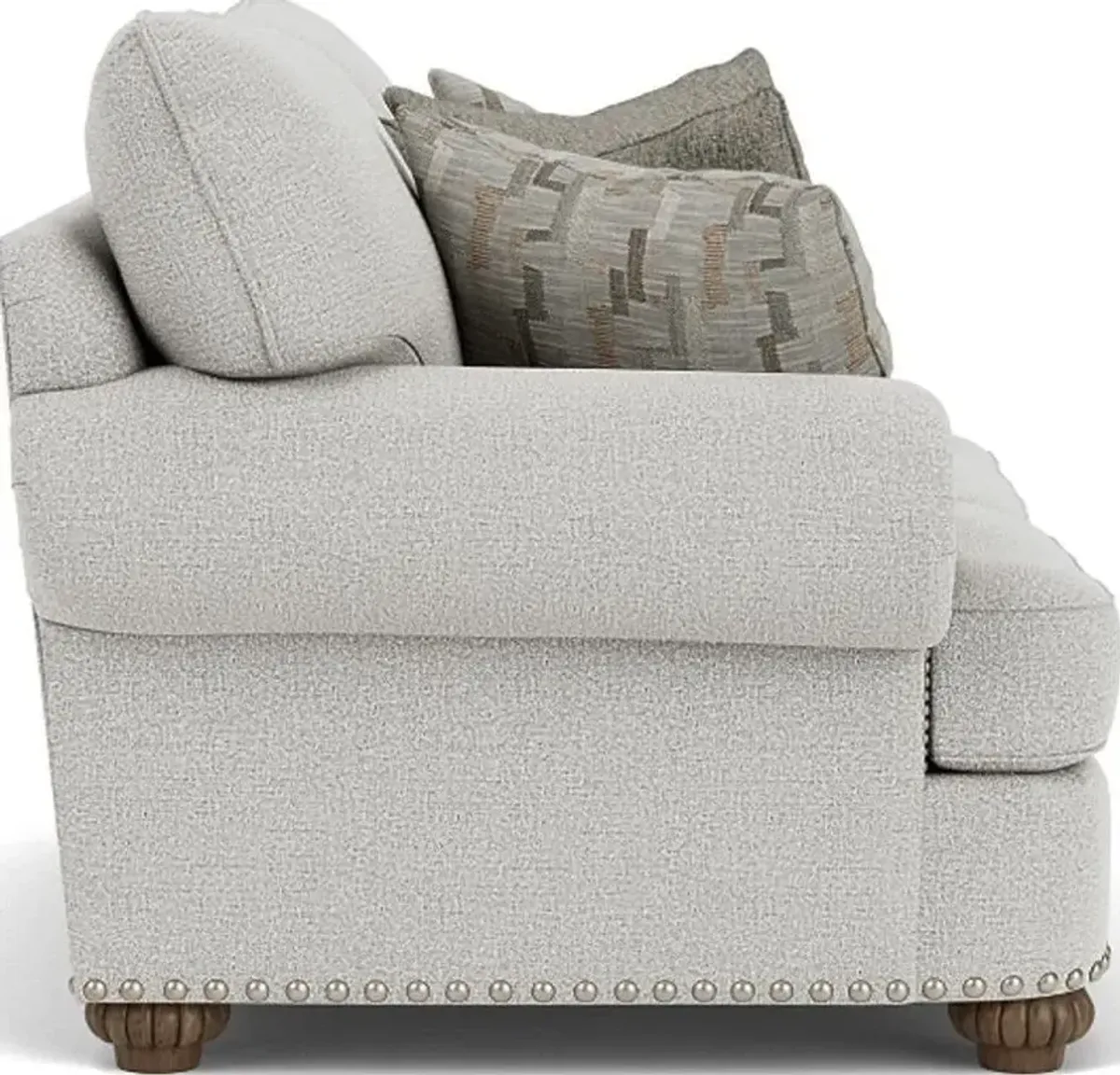 Flexsteel Patterson Silver Glacier Loveseat with Nailhead Trim