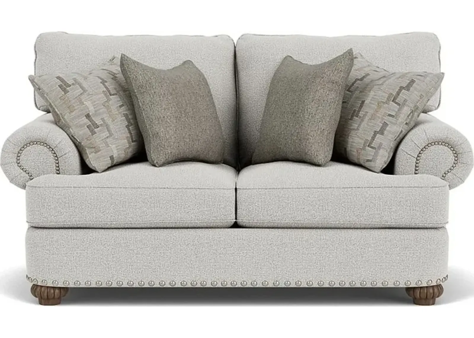 Flexsteel Patterson Silver Glacier Loveseat with Nailhead Trim