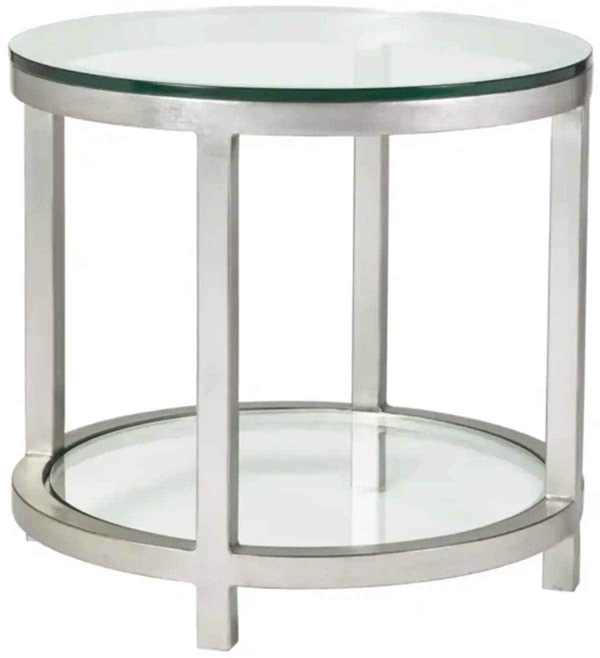 Artistica Home by Lexington Metal Designs Per Se 28 Inch Round Metal End Table Silver Leaf/Clear