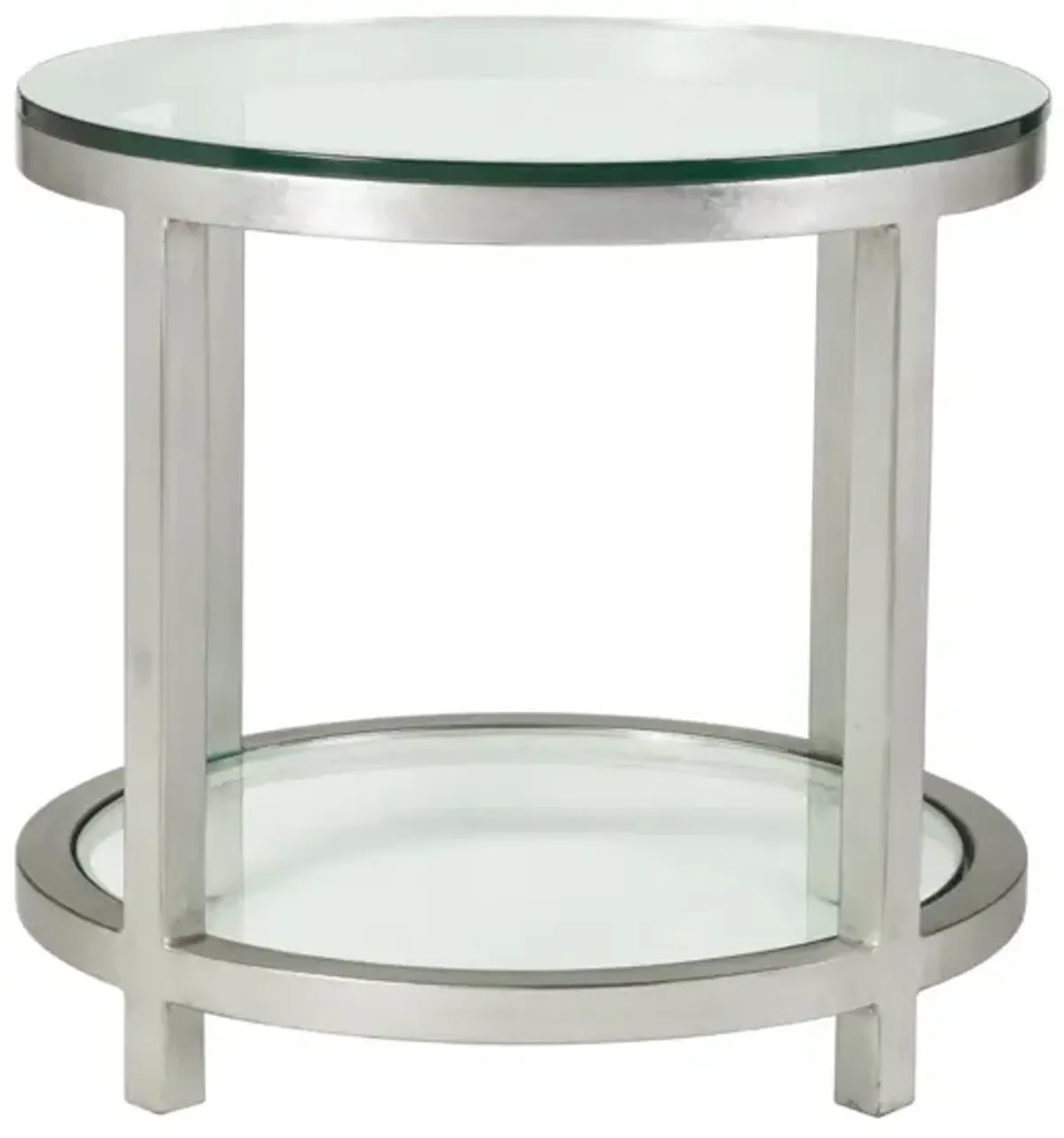 Artistica Home by Lexington Metal Designs Per Se 28 Inch Round Metal End Table Silver Leaf/Clear