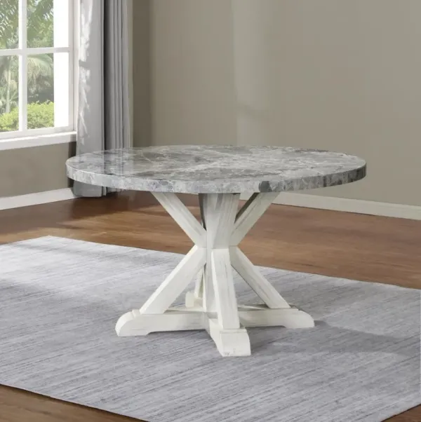 2 PIECE CANOVA GRAY MARBLE TOP DINING TABLE