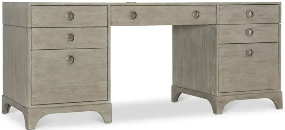 Bernhardt Albion Pewter Finish 7-Drawer Desk