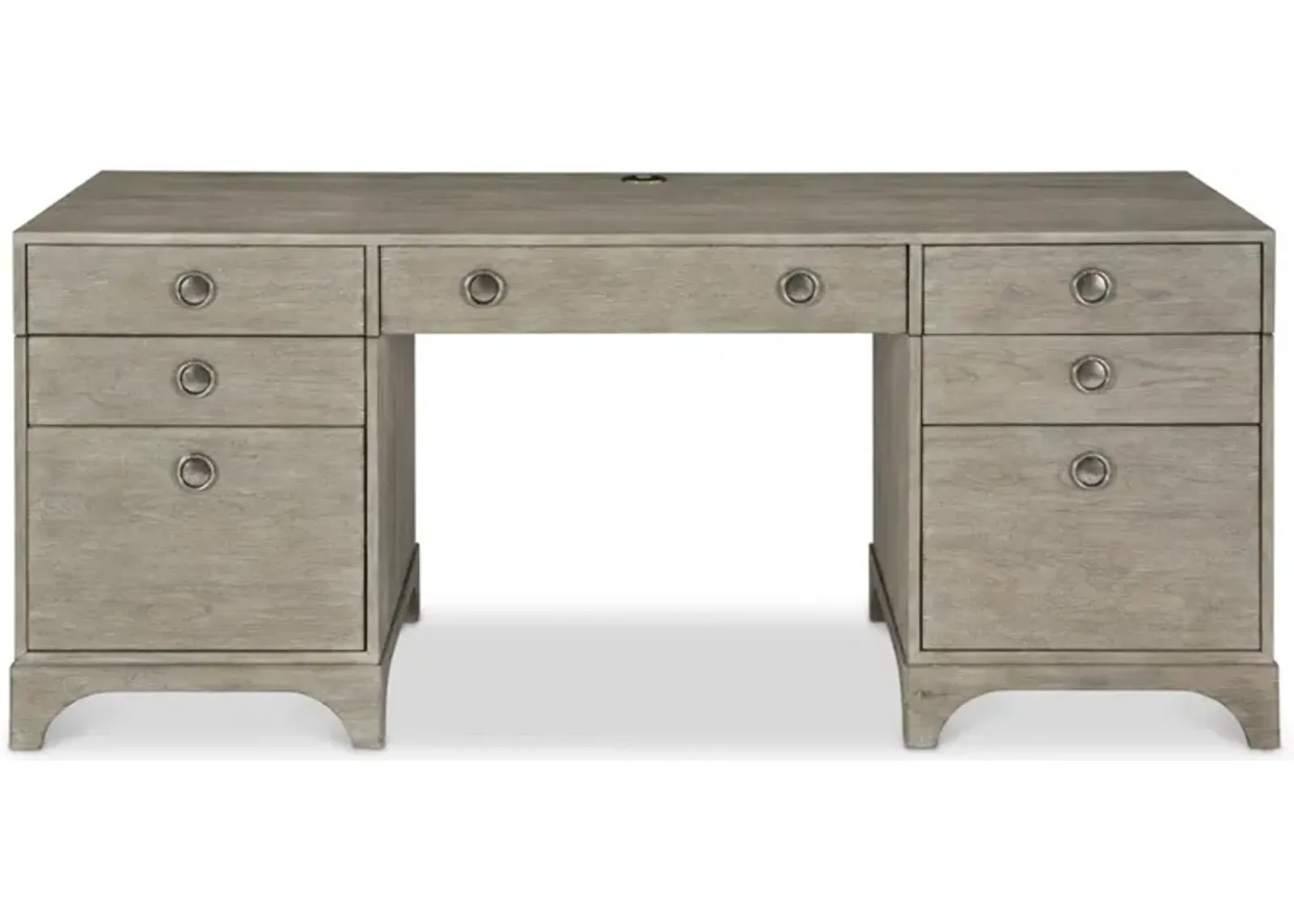 Bernhardt Albion Pewter Finish 7-Drawer Desk