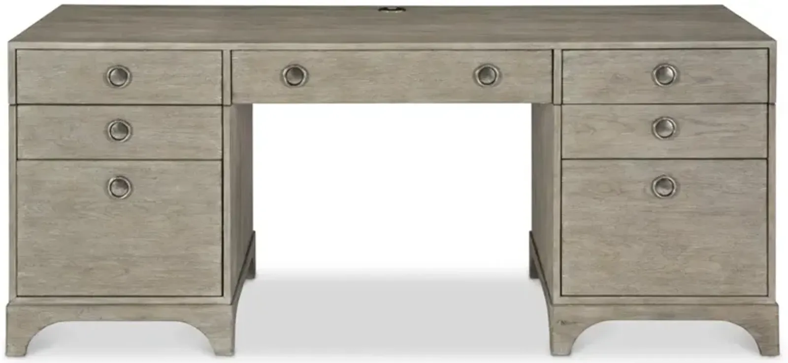 Bernhardt Albion Pewter Finish 7-Drawer Desk