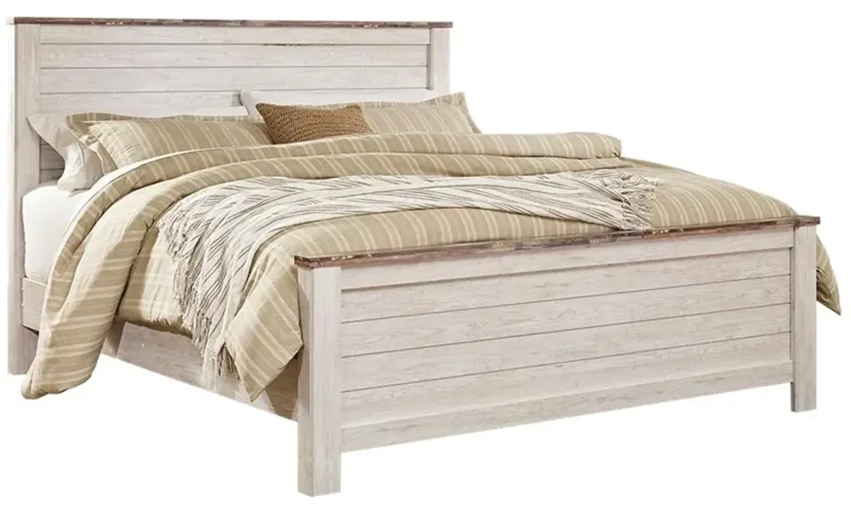 Ashley Willowton Whitewash King Panel Bed