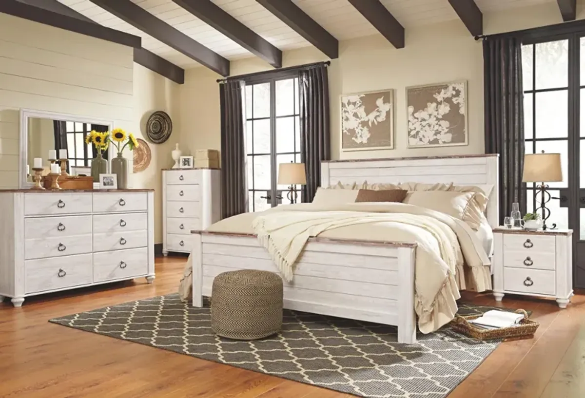 Ashley Willowton Whitewash King Panel Bed