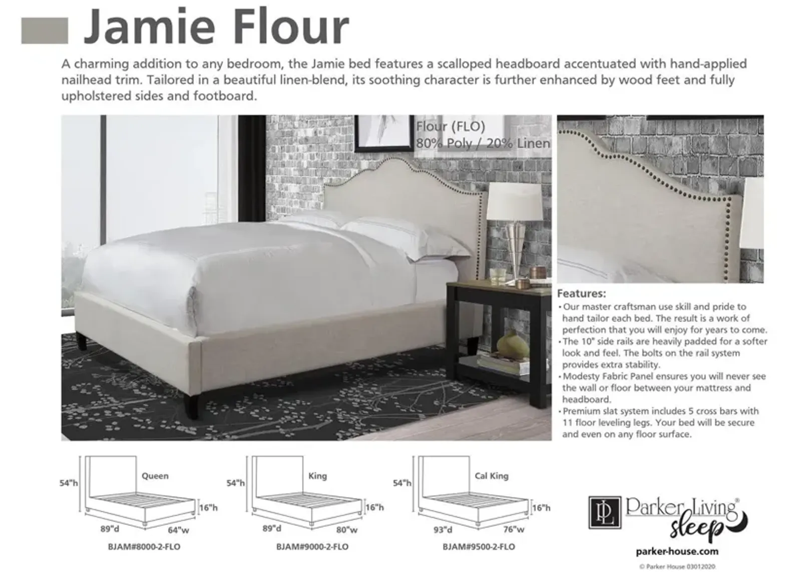 Parker House Jamie Natural Flour Queen Headboard