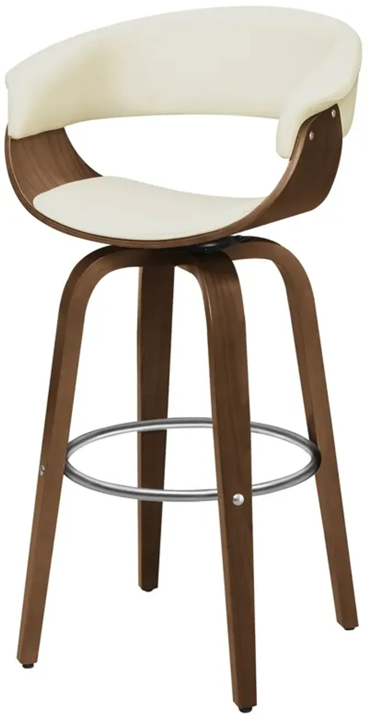 CONTEMPORARY WALNUT & CREAM BAR STOOL