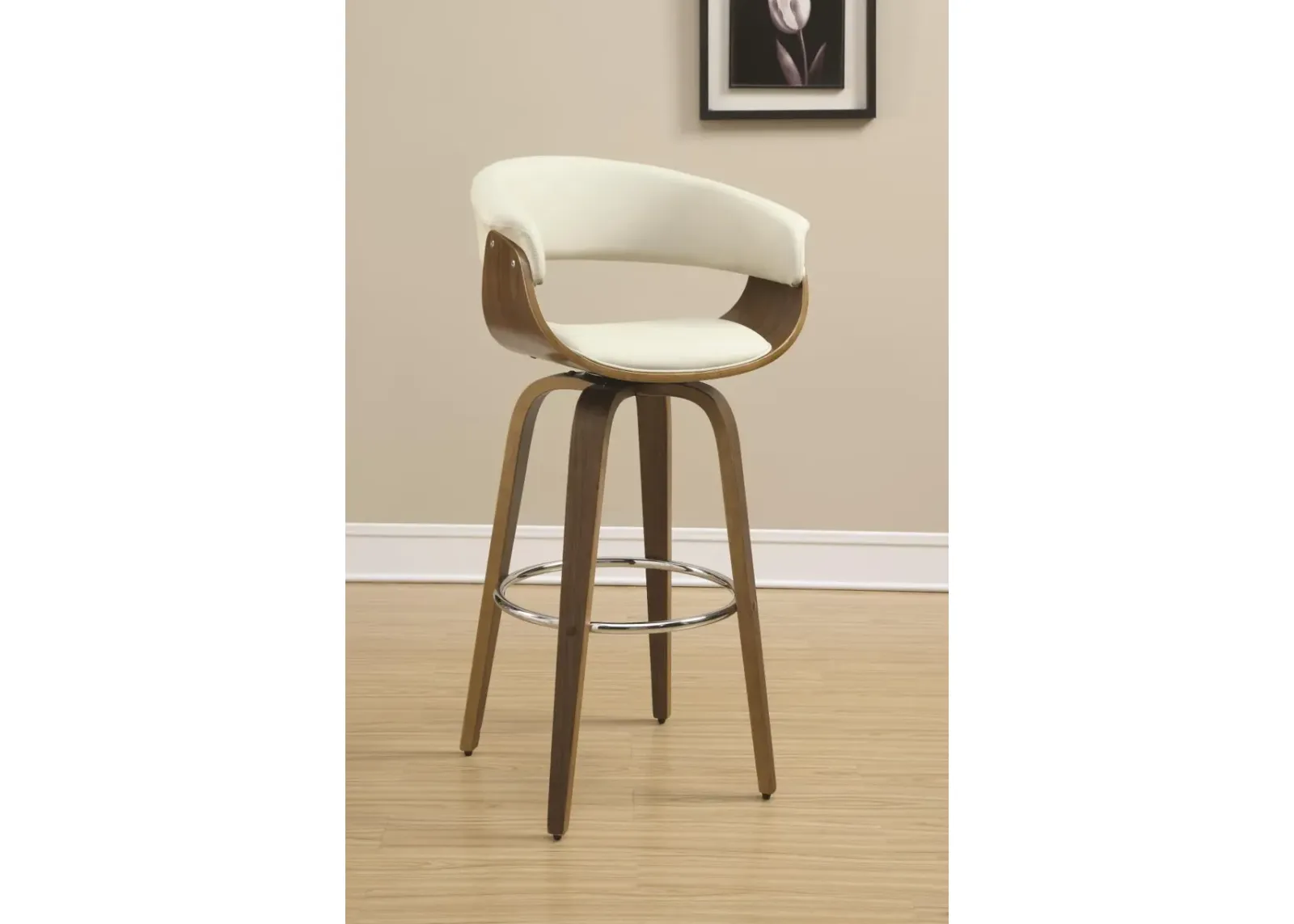 CONTEMPORARY WALNUT & CREAM BAR STOOL