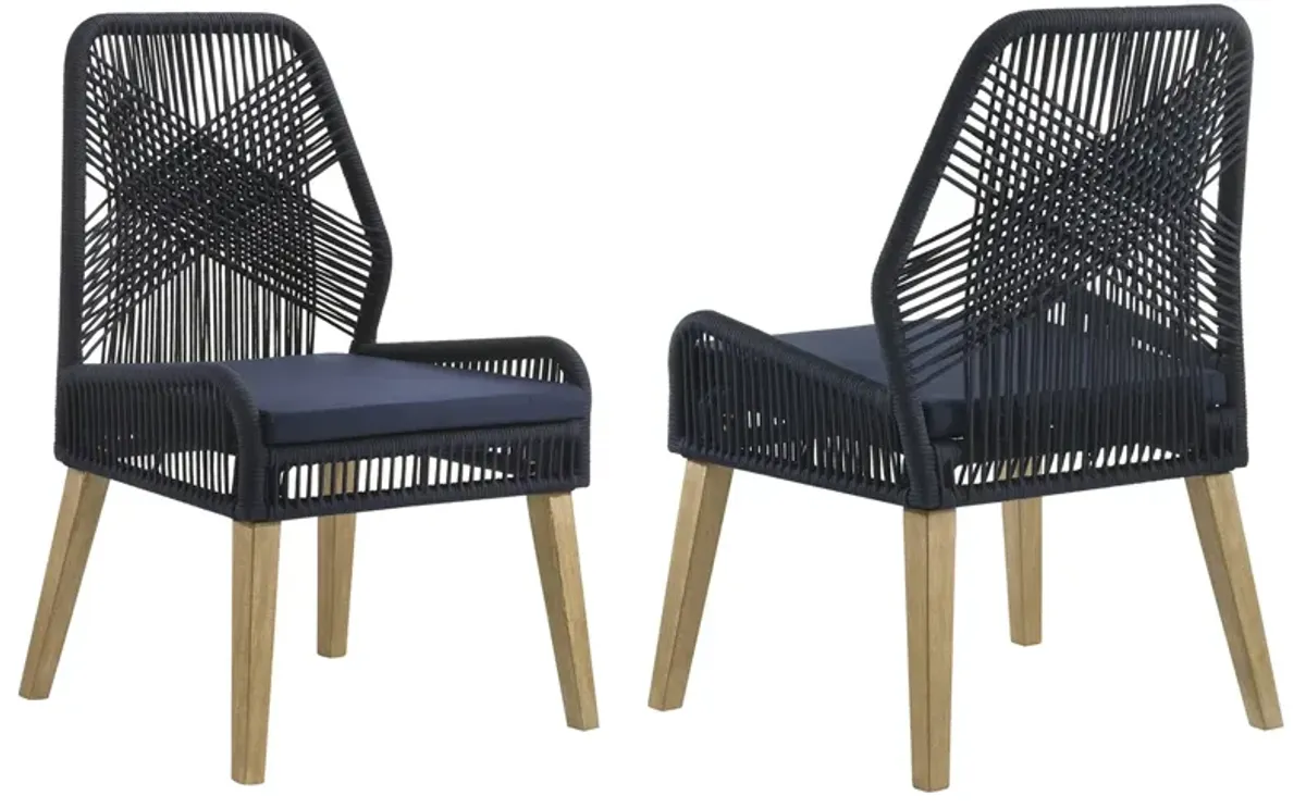 Coaster Nakia Woven Rope Dining Side Chairs Dark Navy