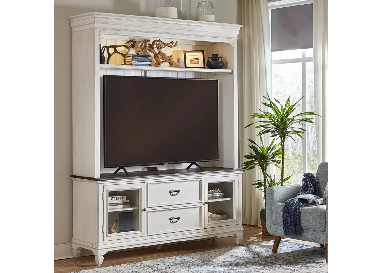 Liberty Furniture Allyson Park Charcoal/Wire Brushed White Entertainment Center