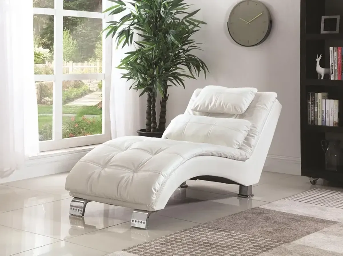 Coaster Dilleston Faux Leather Upholstered Tufted Chaise White