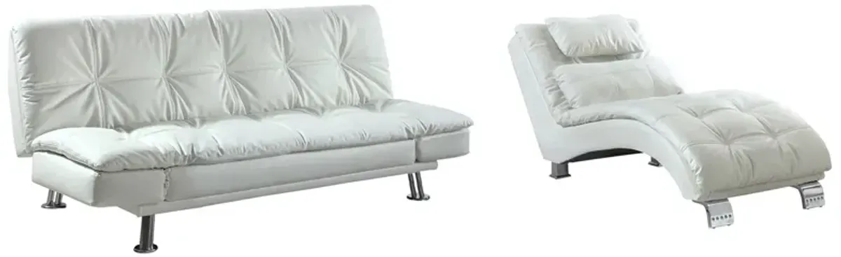 Coaster Dilleston Faux Leather Upholstered Tufted Chaise White