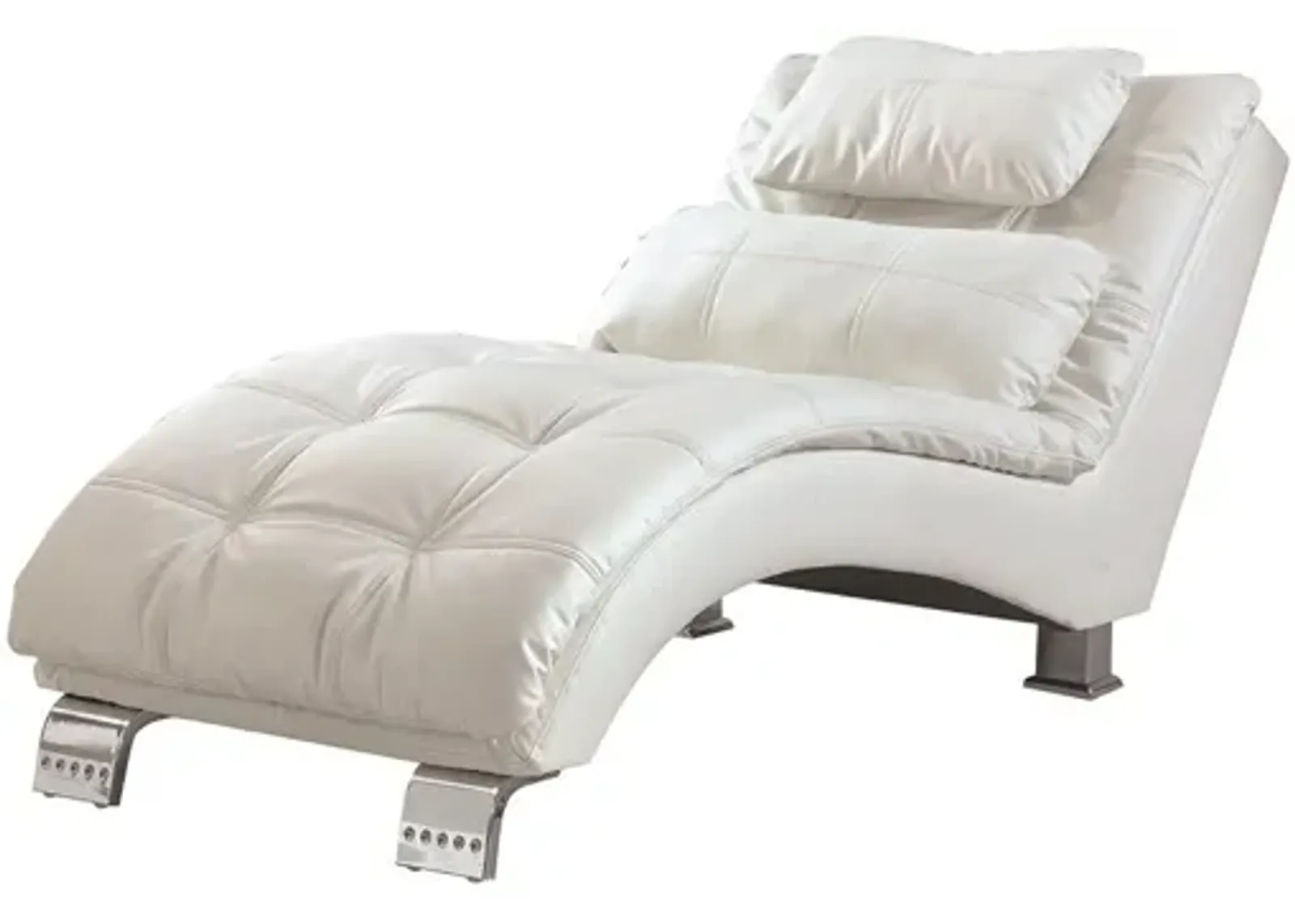 Coaster Dilleston Faux Leather Upholstered Tufted Chaise White