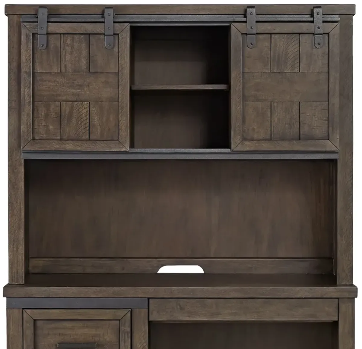 Liberty Furniture Thornwood Hills Rock Beaten Gray with Saw Cuts Double Barn Door Hutch