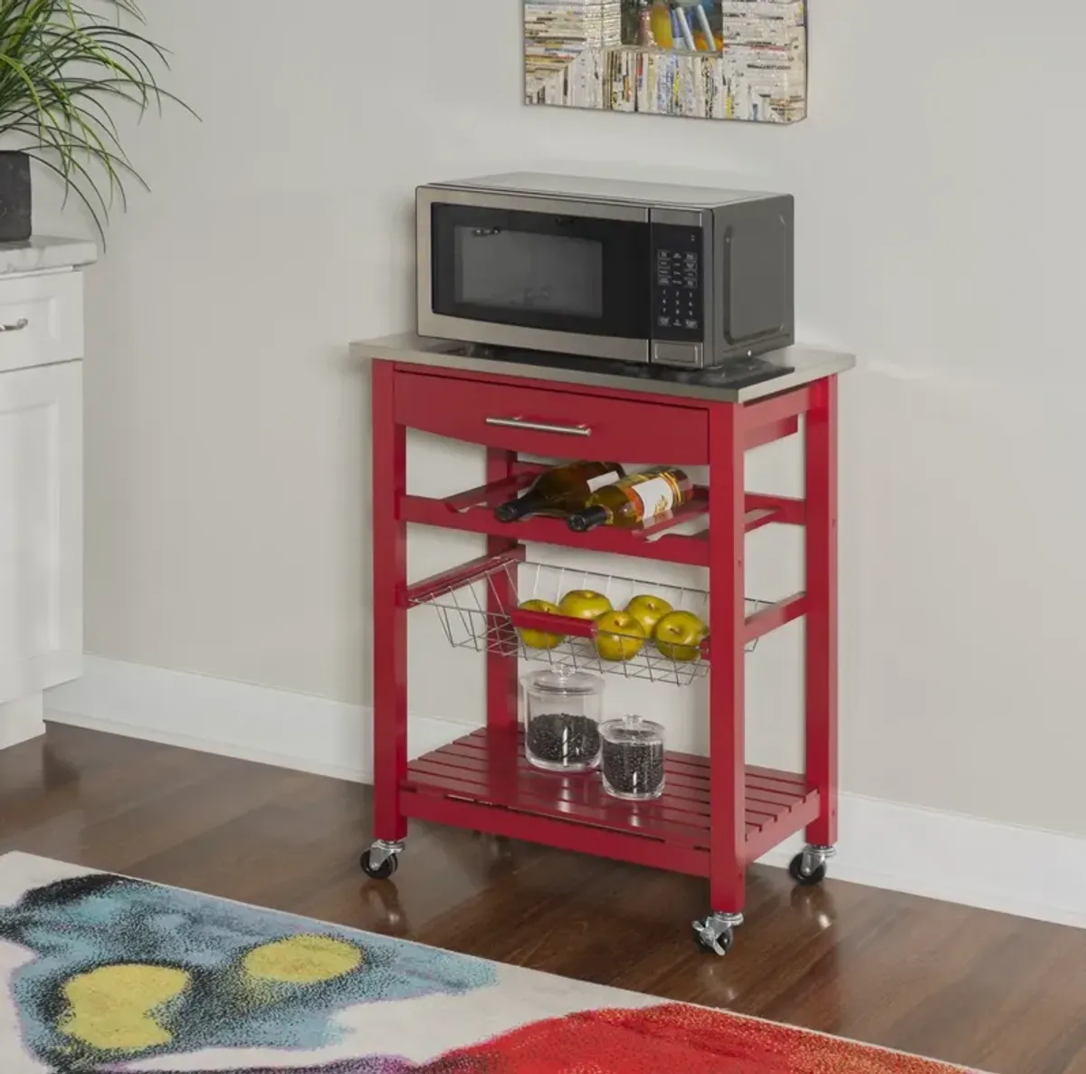 Linon Clarke Red Kitchen Cart