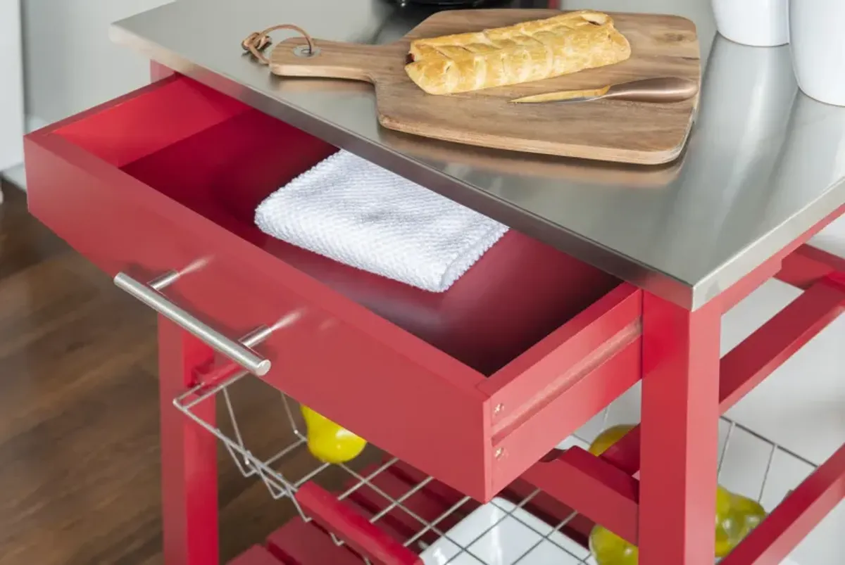 Linon Clarke Red Kitchen Cart