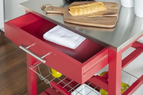 Linon Clarke Red Kitchen Cart