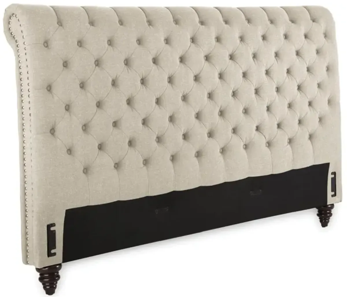 Steve Silver Sand Toned Tufted Upholstered Headboard with Nailhead Trim