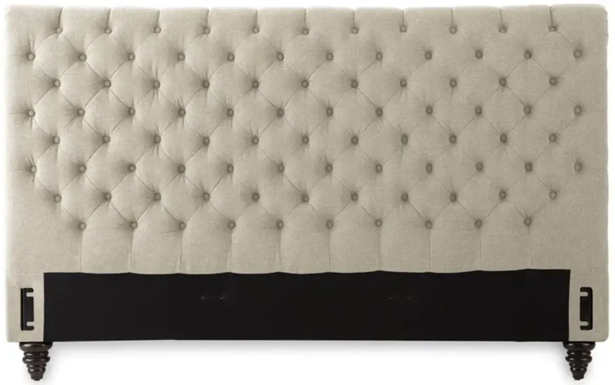 Steve Silver Sand Toned Tufted Upholstered Headboard with Nailhead Trim