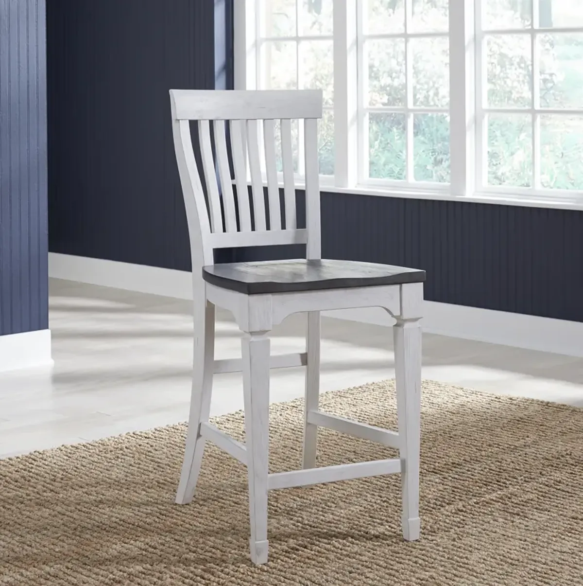 Liberty Furniture Allyson Park Wire Brushed White Counter-Height Slat Back Chair