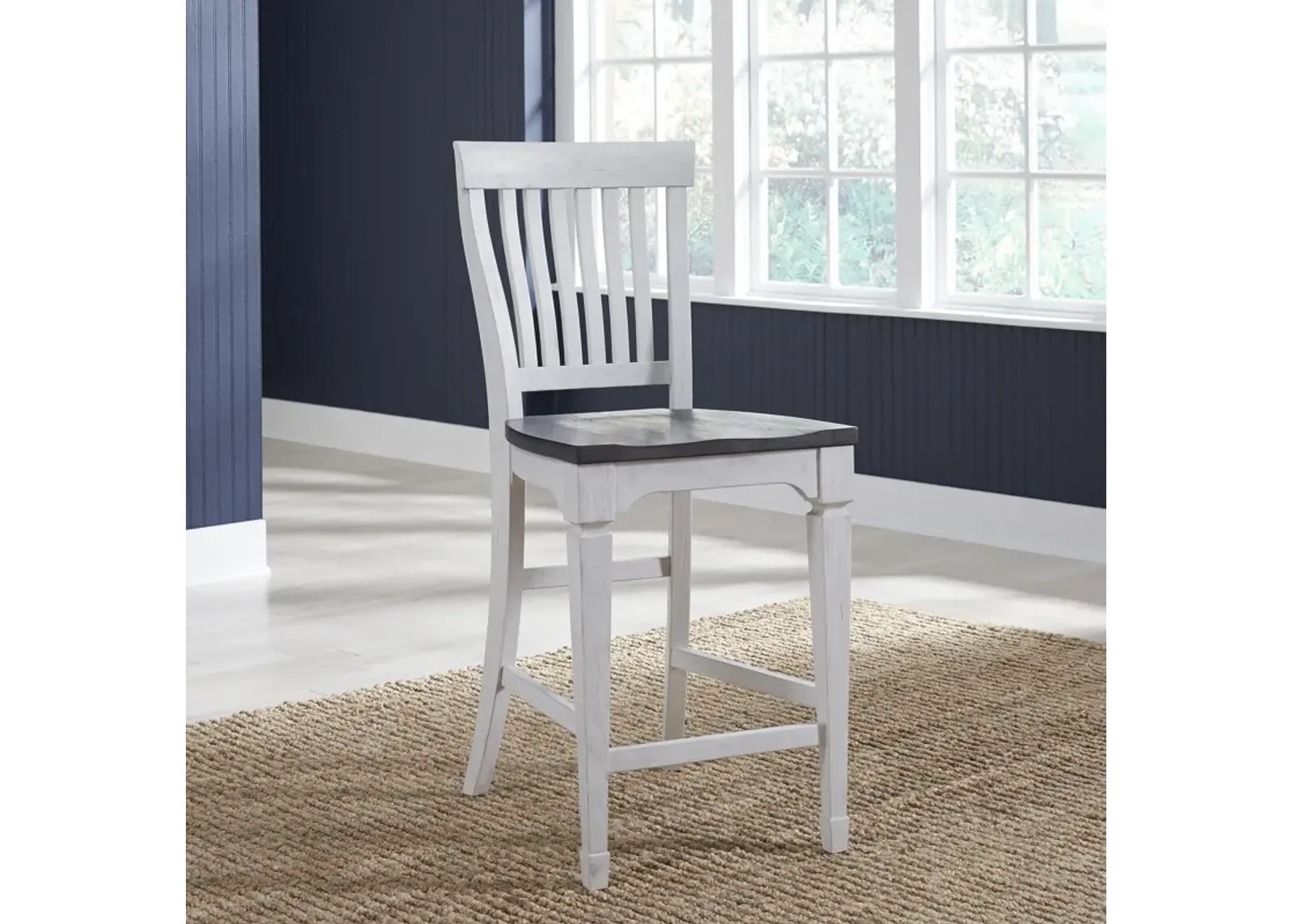 Liberty Furniture Allyson Park Wire Brushed White Counter-Height Slat Back Chair