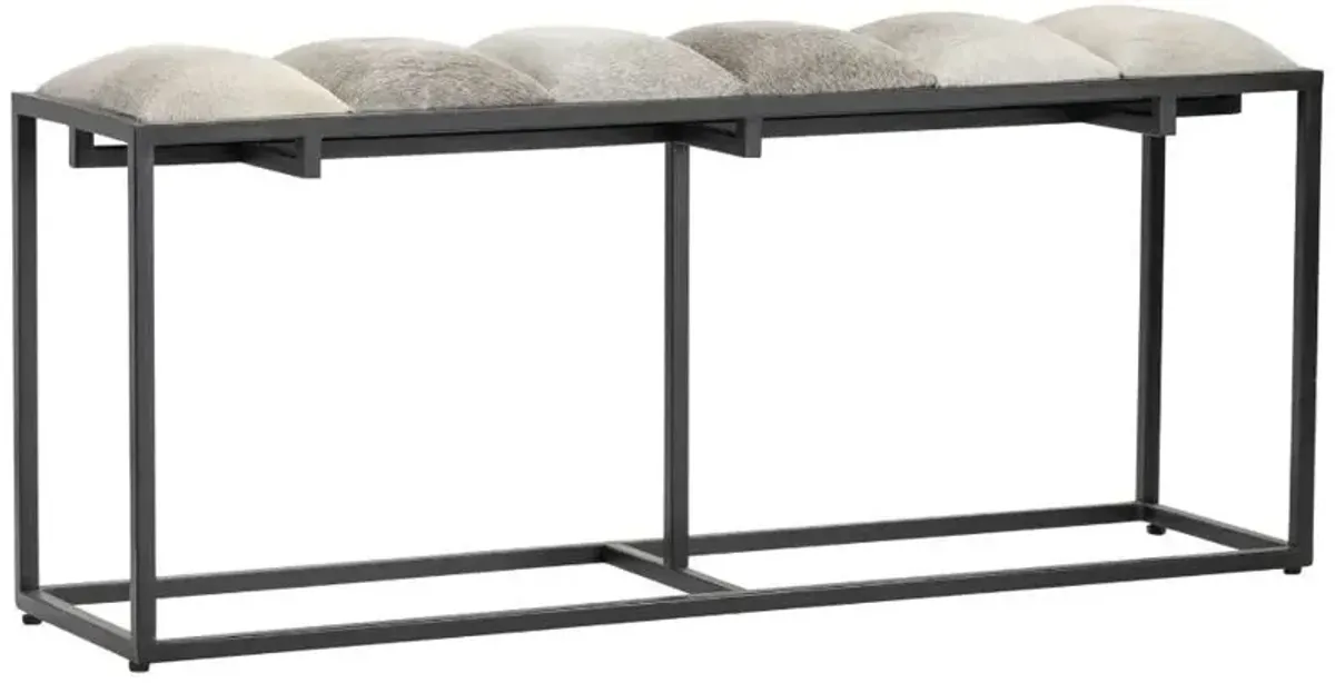 Crestview Hampton Black Metal & Cowhide Bench